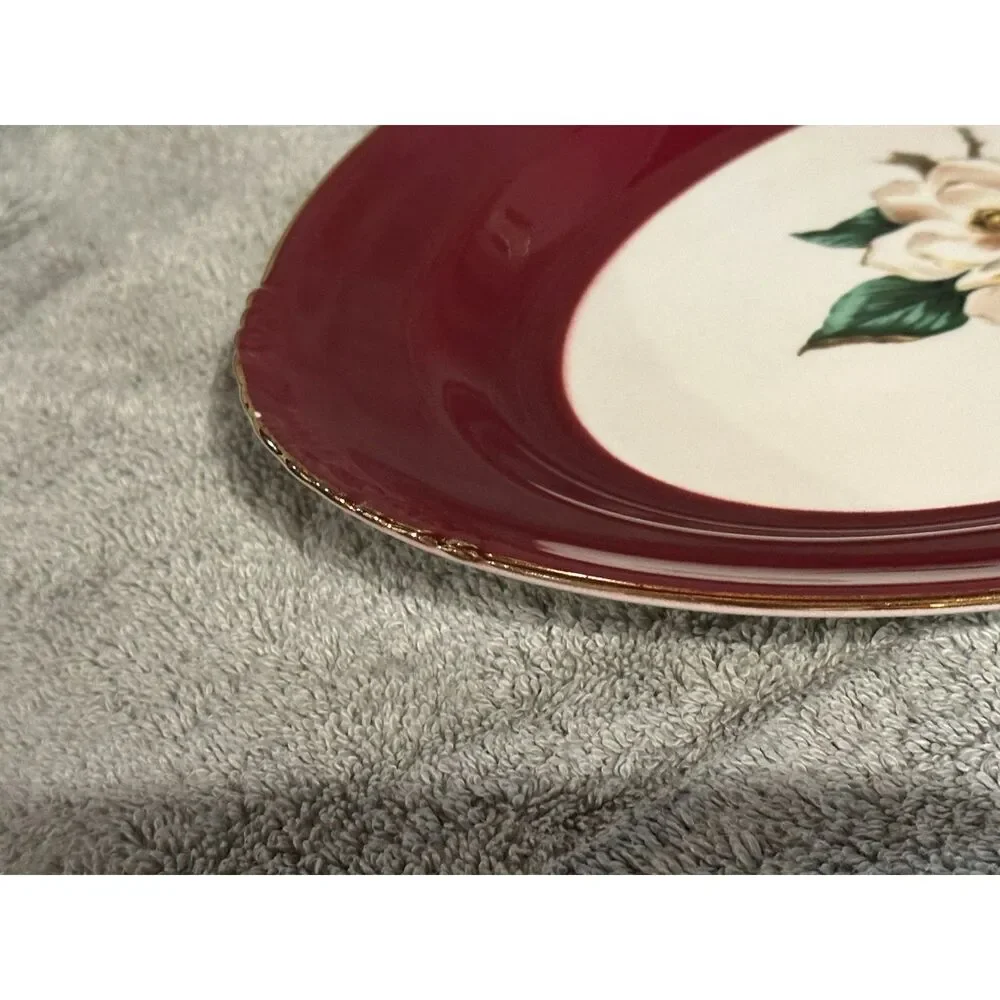 Homer Laughlin DISCONTINUED Burgundy Magnolia Oval Platter